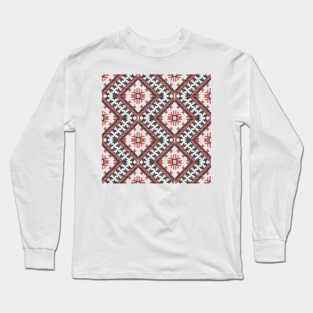 Ukranian Ornament Long Sleeve T-Shirt by Olga Berlet